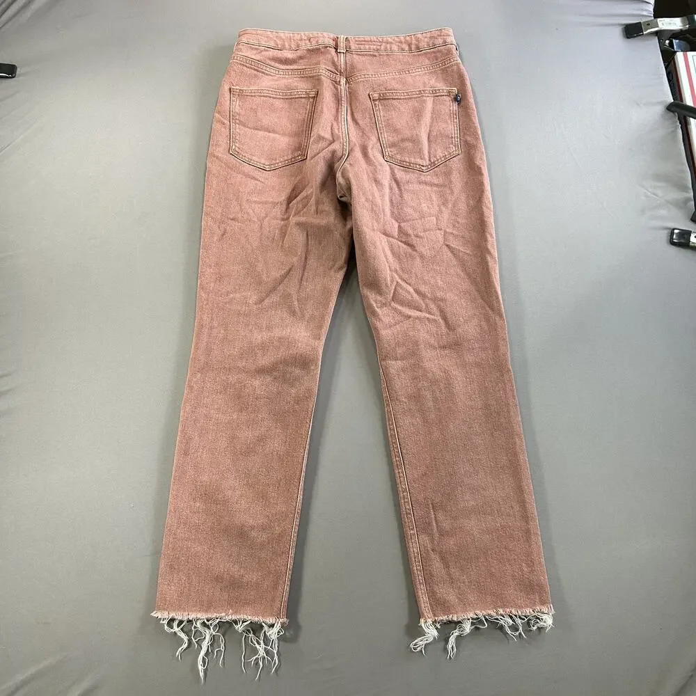 Pilcro Anthropologie Jeans Sz 31 The Vintage Straight Raw Hem High Rise Salmon - Picture 2 of 9